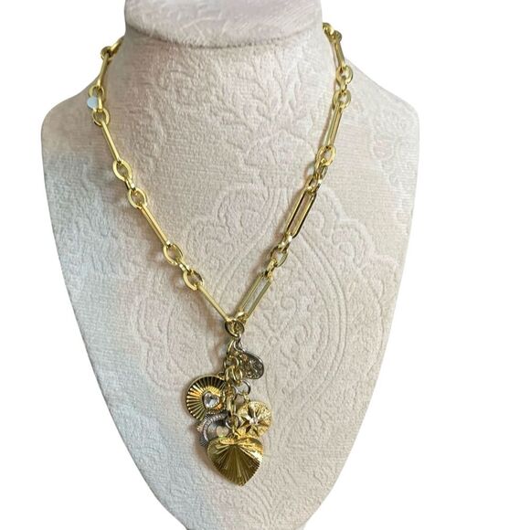 House Of Harlow 1960 Paperclip Charm Necklace Gold-Plated Silver Heart 16"+3 New - Picture 13 of 13